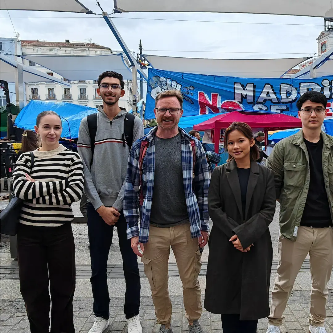 Schiller Madrid Students' protest camp visit