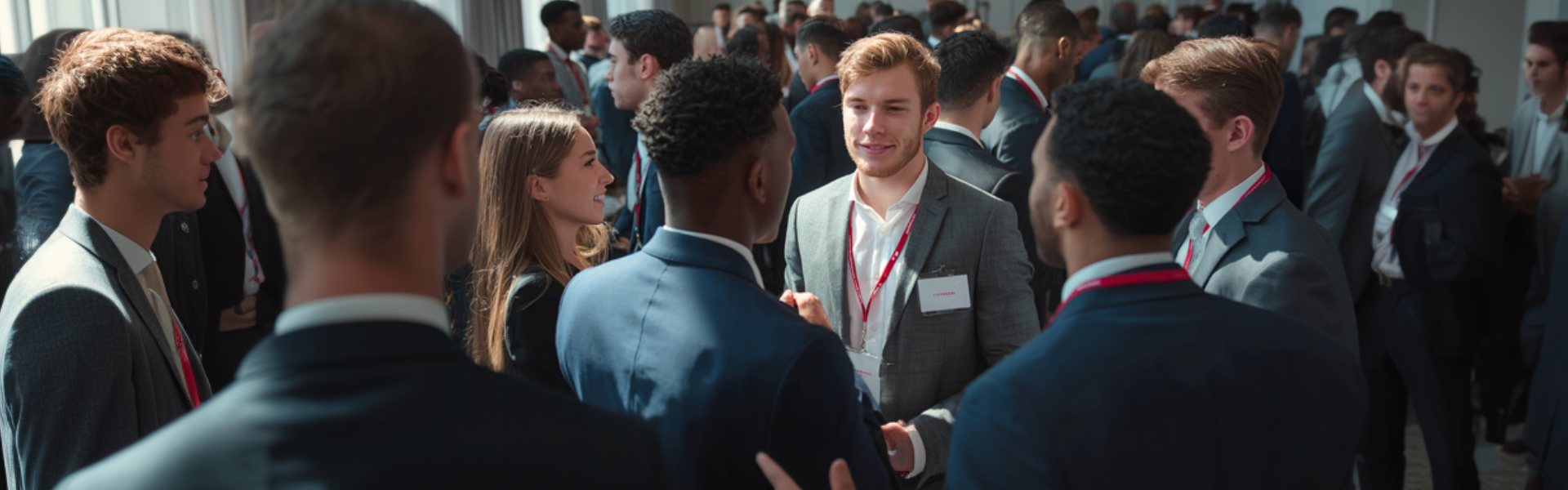 MBA in International Business students gathered for a campus event.