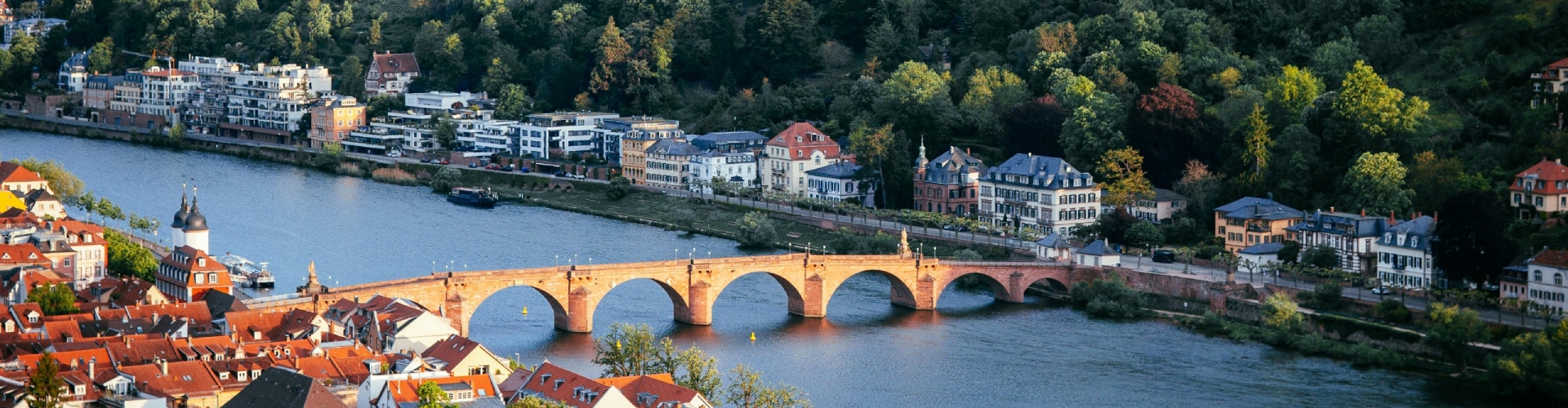 Drone camera view of the Schiller International University Heidelberg campus in Germany