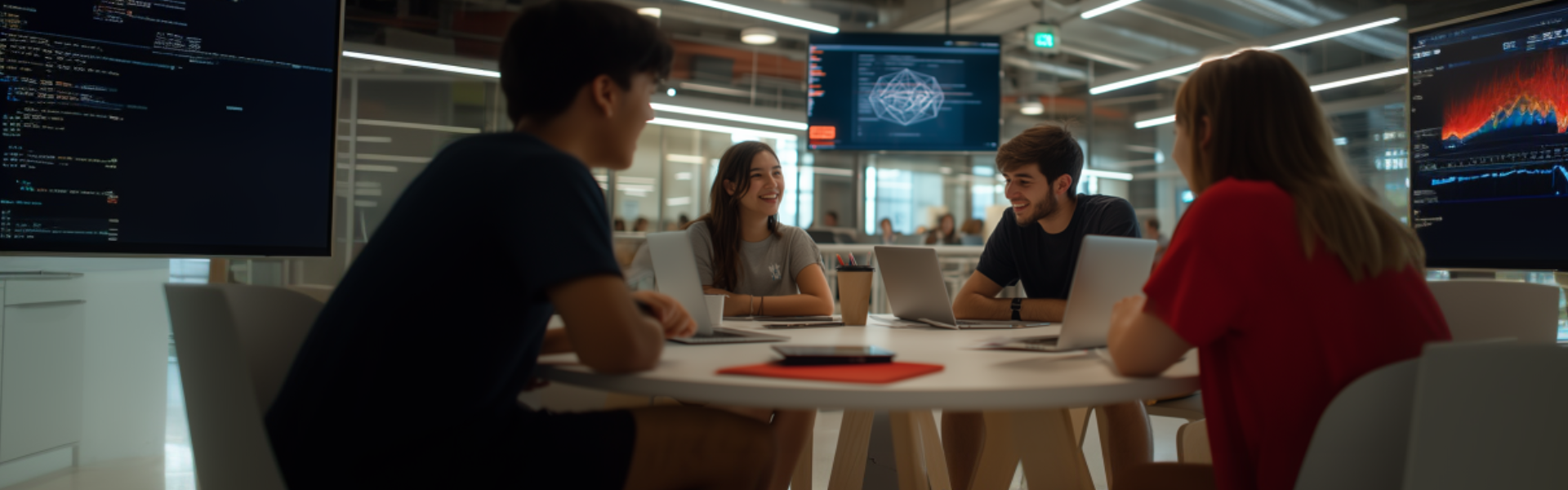 Bachelor of Science in Applied Mathematics and Artificial Intelligence students discussing an assignment.