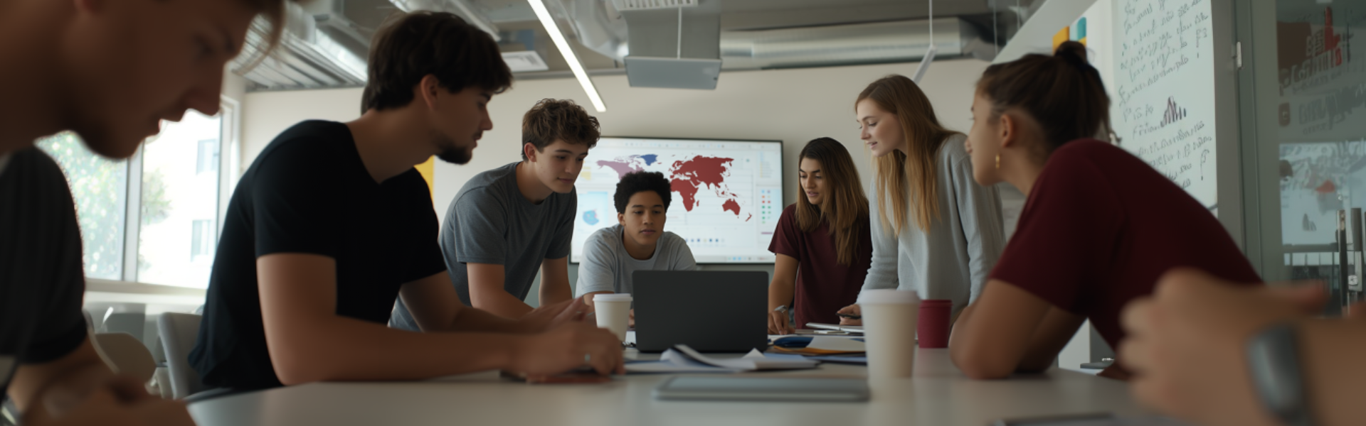 A group of Bachelor of Science in International Business students during discussions.