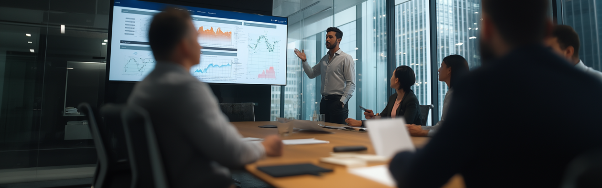 A group of Master of Science in Global Finance students during a presentation.
