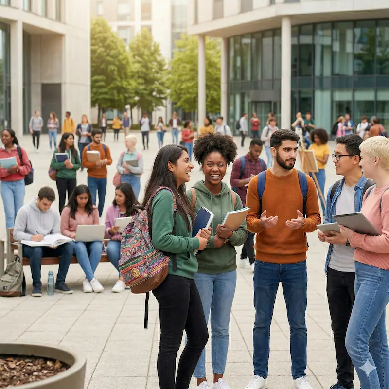 A Group of Students in Multicultural University