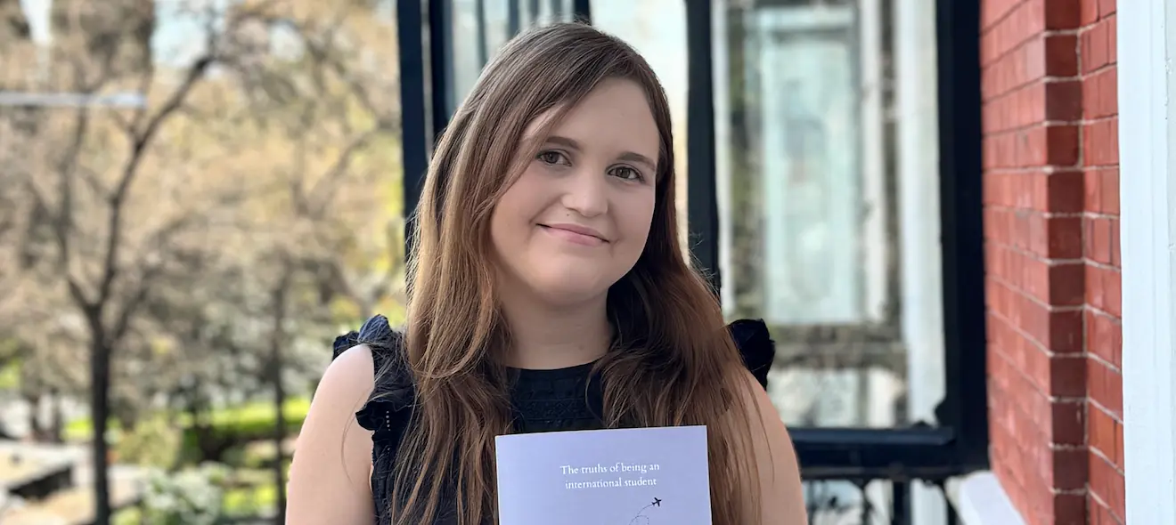 Mária Nyolcas With Her Book On Studying Abroad