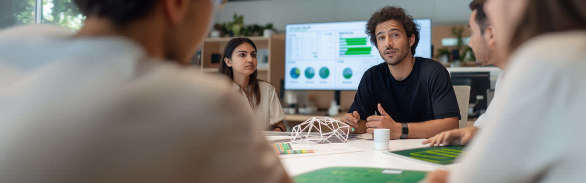 Master of Science in Sustainability Management students collaborating on a project.